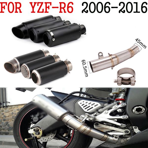 

for yzf r6 yzf-r6 2006-2020 motorcycle exhaust muffler middle mid pipe connect tail link pipe exhaust full system set slip on
