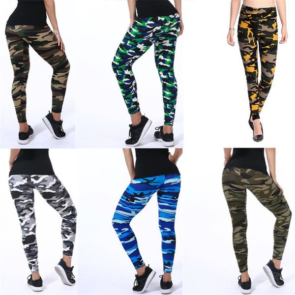 

workout leggings push up fitness leggins camouflage printing elasticity leggings plus size sports camo high waist pants, Black