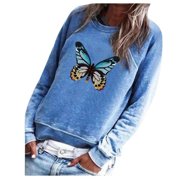

women's hoodies & sweatshirts 2021 women sweatshirt casual 3d butterfly print hoodie ladies long sleeve pullover jumper sudadera mujer, Black