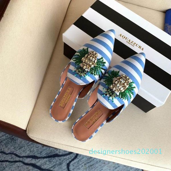 

2020 новых женщин тапочки toe плоский остроконечные мулов обувь роскошная обувь wild комфортная мода путешествия шоппинг cn05, Red;white