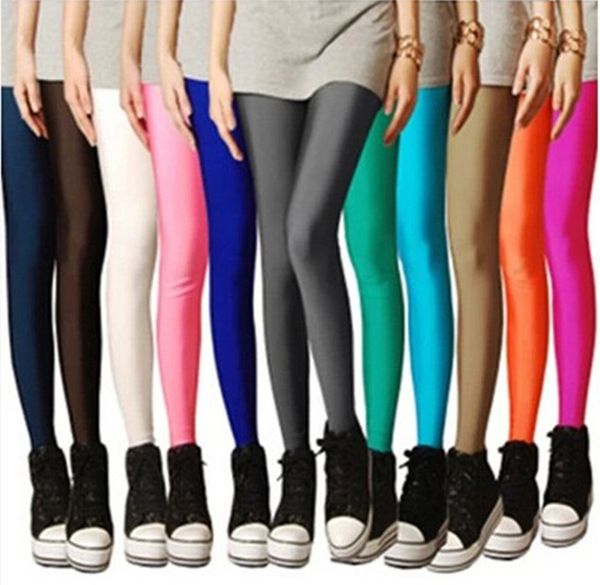 

2020 summer autumn new candy color stretchy slim neon color leggings solid color pink burgundy leggings sexy, Black