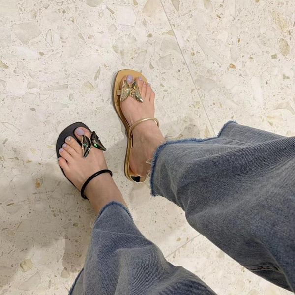 

female shoes glitter slides rubber flip flops butterfly-knot slippers flat shose women 2020 jelly hawaiian crystal fabric pu, Black