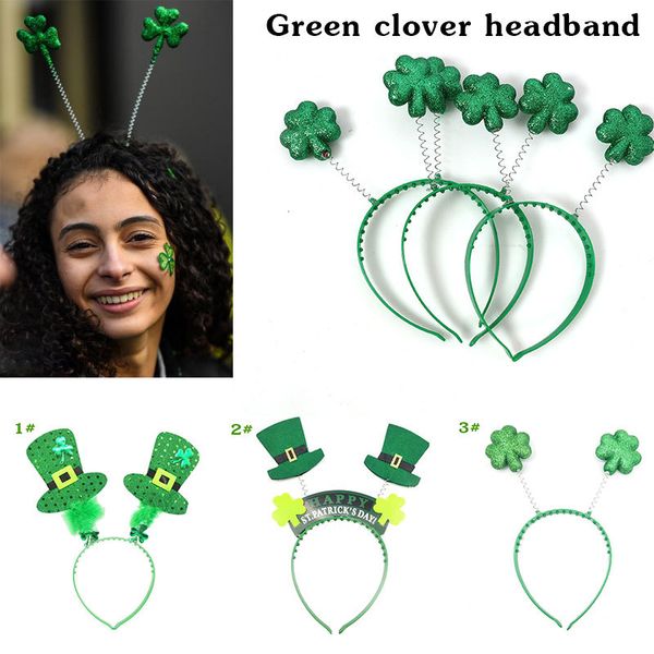 

irish st. patricks day green hat headband lucky traditional festival party decorations small hat clover headwear hair jewelry, Golden;silver