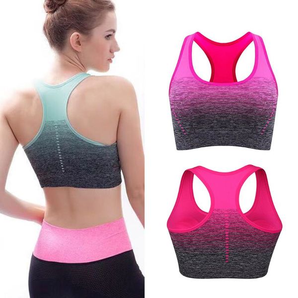

женщины бесшовные спортивный бюстгальтер градиент h-back йога bralette фитнес жилет белье, White;black