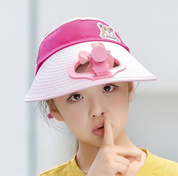 

children usb rechargeable cap cartoon baby outdoor sun hat adjustable empty sun hat for boys and girls electric fan electric fan, Blue;gray