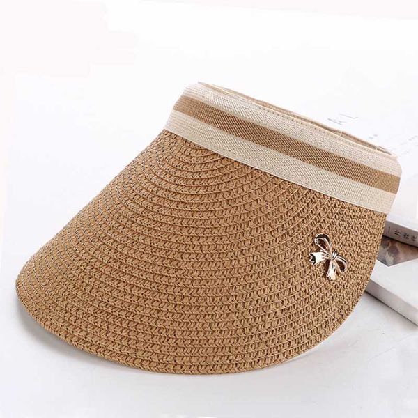 

ht3002 new fashion women straw visor hat female wide brim visor cap ladies solid summer sun hat korea style women beach, Blue;gray