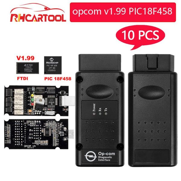 

5/10pcs opcom v1.70/v1.99 with pic18f458 chip obd2 car diagnostic auto cable for obdll scanner dhl shipping