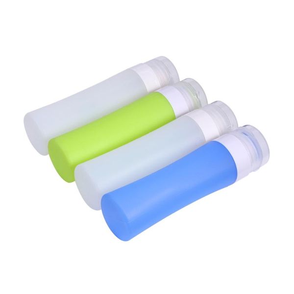 

4pcs silicone empty bottle portable lotion bottle cosmetics dispenser shampoo for travel - 80ml (pink + blue + green wh