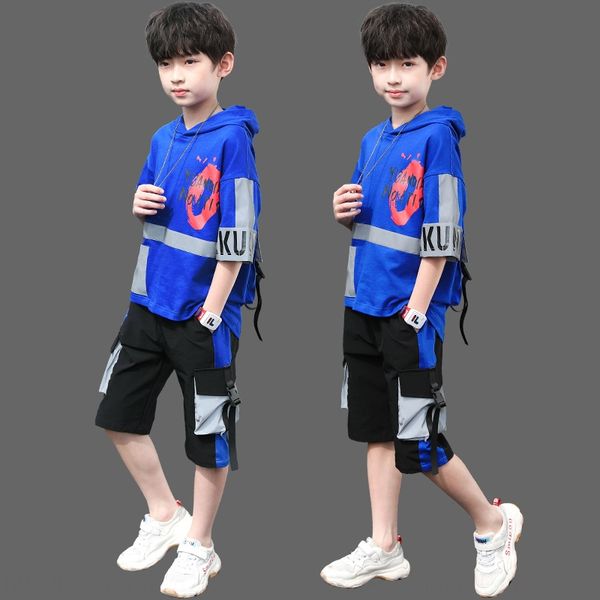

9n3zs wear boy's summer suit 2020 new medium and big children's clothing children's clothing boy boy's western short-sle