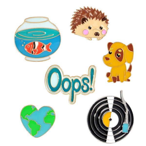 

cute small love heart dog funny enamel brooches pins for women christmas demin shirt decor brooch pin metal kawaii badge fashion jewelry, Gray
