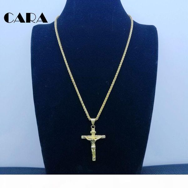 

cross inri crucifix jesus piece pendant & necklace gold color stainless steel hip hop men chain christian jewelry gifts vintage cagf0147, Silver