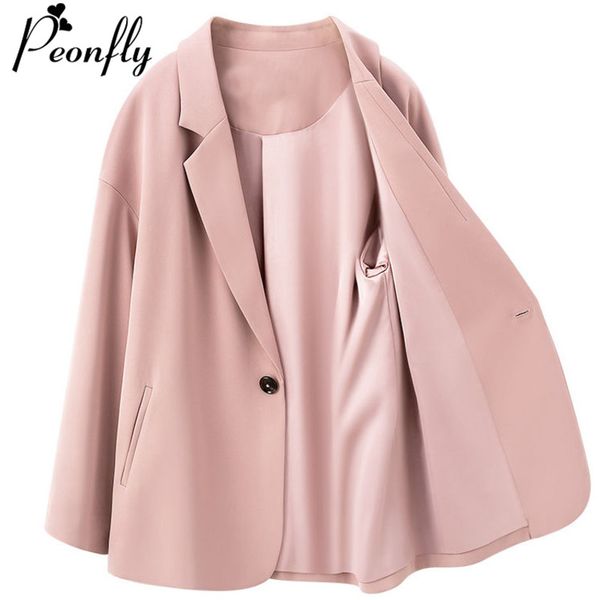 

women's suits & blazers peonfly women 2021 fashion office ladies pockets coat vintage notched collar long sleeve female outerwear chic, White;black