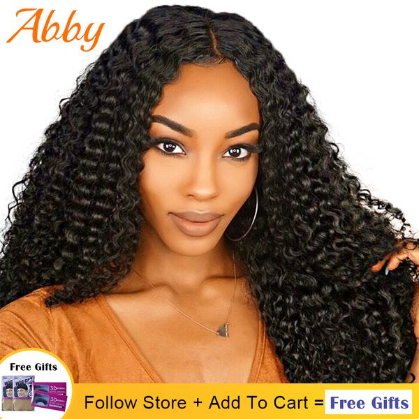 

mongolian kinky curly hd transparent lace front human hair wigs 180% density preplucked curly lace frontal wigs for women, Black