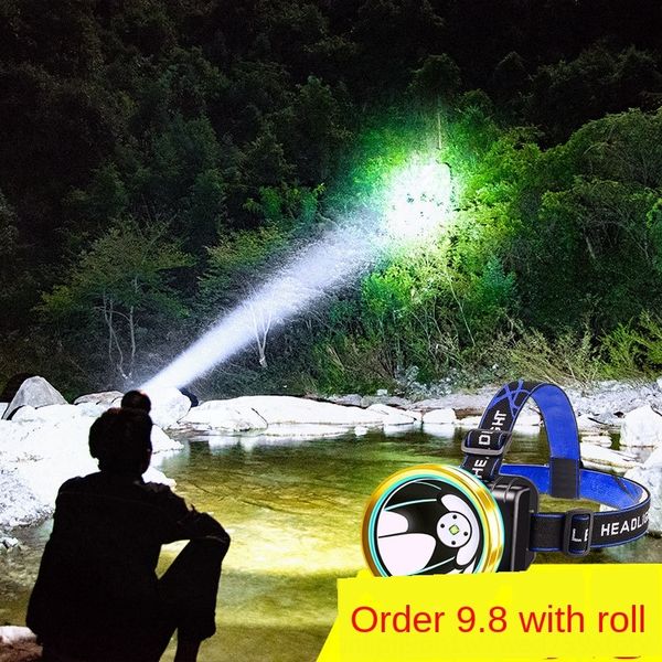 

3000 m flash fishing super bright waterproof yellow strong head-mounted night fishing flashlight led miner's lamp headlight charging