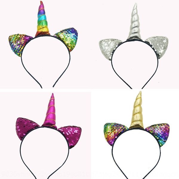 

sequins cat unicorn party headwear hair new halloween headband children's headwear hair band, Slivery;white
