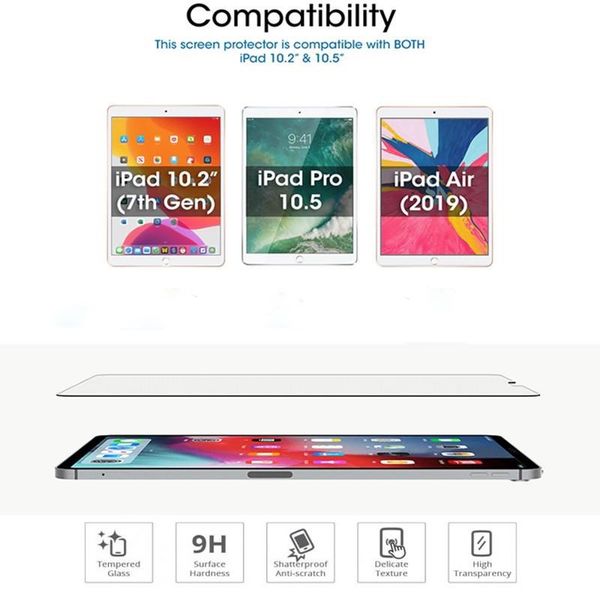 

high-quality tempered glass for ipad 2017/2017 pro 2018/2018 pro 5 6 7 and ipad air air2 air3 2019 tablet pc protective film 9h 2.5d 0.3mm