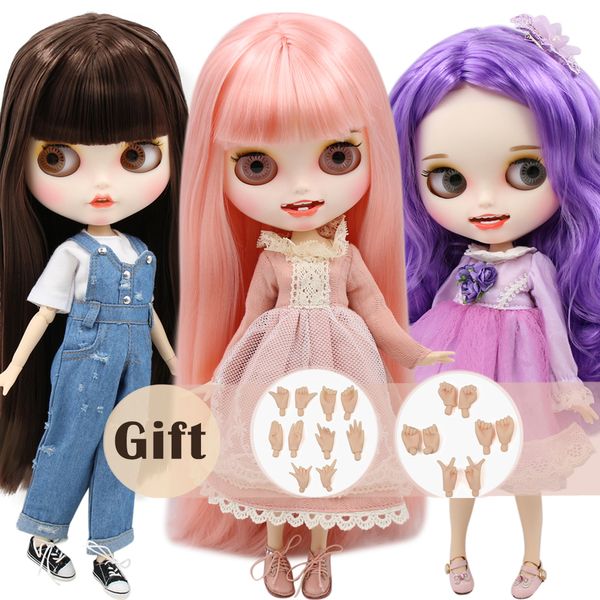 

icy nude factory blyth doll with hands set custmized carvd lips teeth matte face joint body 1/6 bjd neo azone t200712, White