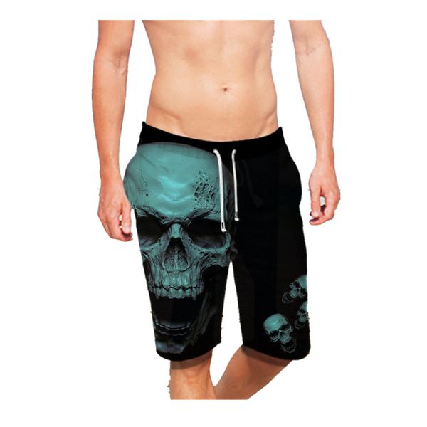 

wepbel beach pants board shorts summer men's skull printed casual shorts loose lace-up fashion drawstring, White;black