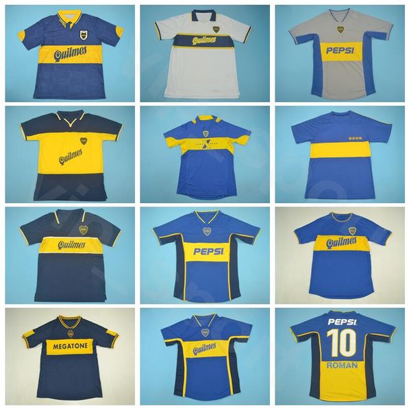 1981 1996 1999 2001 2005 Vintage Boca Juniors Retro Römische Fußball -Trikot -Jersey Palacio Riquelme Gimenez Guillermo Football Shirt Kits