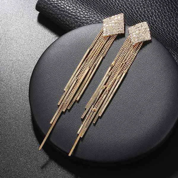 

new style 2020 women earring golden crystal tassel silver color long earrings multi-storey gift for girl daily wearing birthday