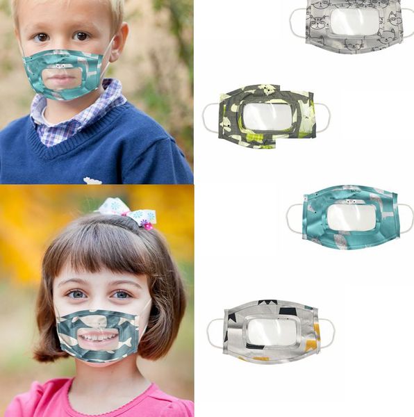 Kindermaske, klares Fenster, sichtbarer Ausdruck, Gesichtsabdeckung für gehörlose, stumme Menschen, Kinder, Lippenlese-Gesichtsmasken LJJK2391