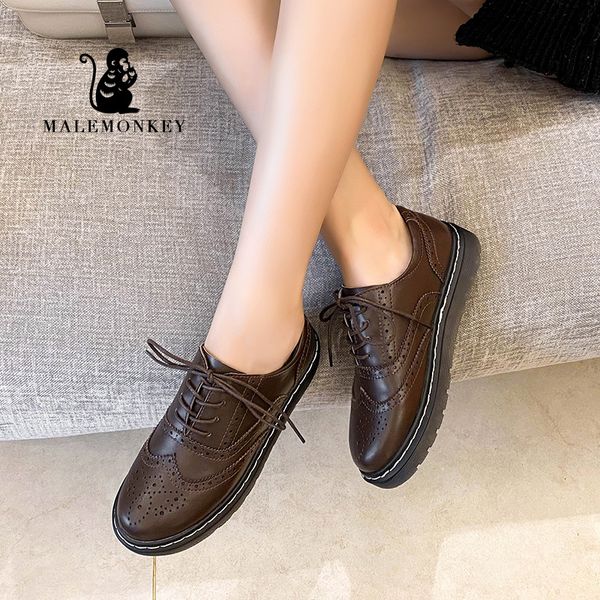 

new vintage oxford женская обувь black 2020 осенняя мода квартиры узелок кожа повседневная дизайнерские женская обувь 033199