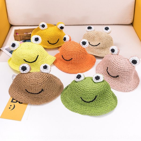 

little frog children's woven large eaves children's benhui sun straw straw hat sunshade hat mz8961, Blue;gray