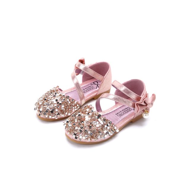 

girls sandals high heels 2020 new fashion pearl sequins children' princess party dress shoes wedding high heels size 21-35, Black;grey