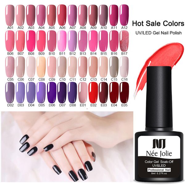 

nail gel nee jolie 60 colors 8ml polish led uv for gray red pink nude soak off art varnish hybrid