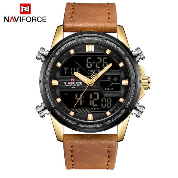 

naviforce lingxiang 9138 dual-movement electronic waterproof quartz electronic quartz watch sports men's watch, Blue