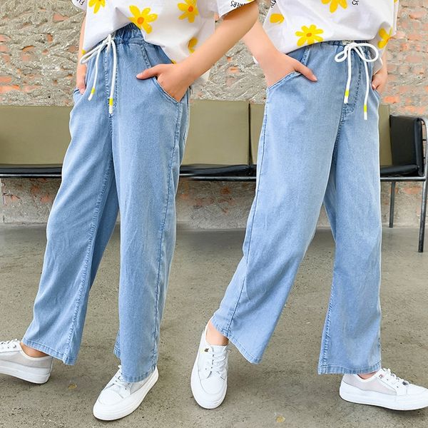 

dndln girls' anti-mosquito anti-mosquito panty panty ultra-thin summer 2020 new children's wear loose ice silk pants summer medium, Blue