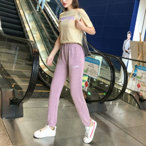 

lj9br fairy house women's spring and autumn loose lazy pajamas nine-point leggings elastic waist outerwear lantern knicker casual nine, Black