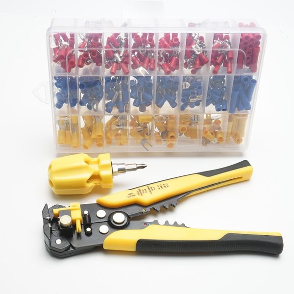 

household combined tool cold pressing pliers multi-function wire stripping pliers insulated press plier hand tool 3-piece set