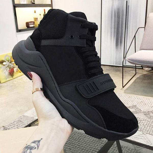

new arrival mens boots comfortable plus size shoes vintage check cotton sneakers footwears fashion high sports men shoes, Black