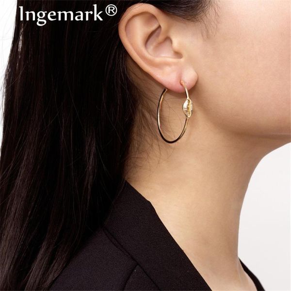 

ingemark big hoop smooth circle earring brincos ear accessories unique circle earrings steampunk hoop earring women jewelry, Golden;silver