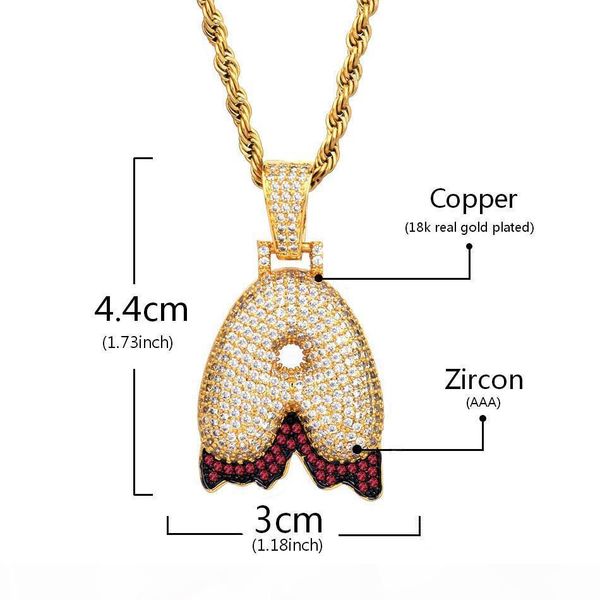 

custom name red drip bubble letters numbers necklaces pendants for men women gold silver hiphop jewelry with rope chain