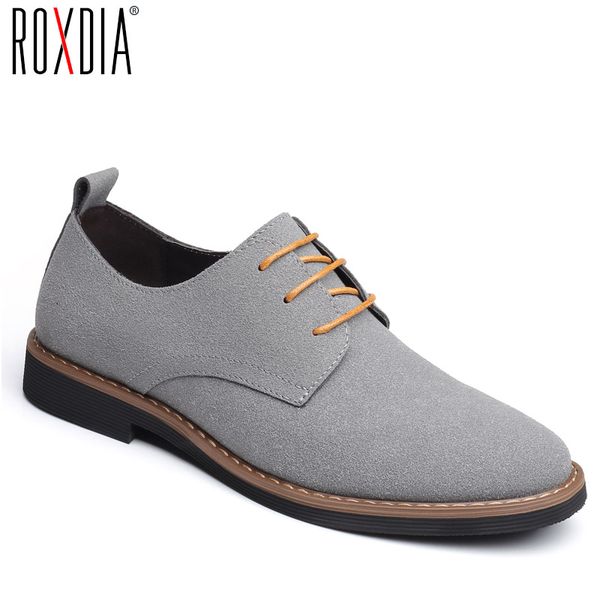 

roxdia brand fashion flock men dress shoes flats oxford man casual shoes lace up for work male loafers plus size 39-48 rxm116, Black