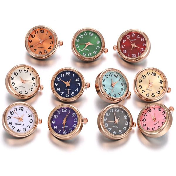 

1pcs rose gold silver color glass watch snap button interchangeable jewelry replaceable 18mm snap buttons for snaps bracelet, Golden;silver