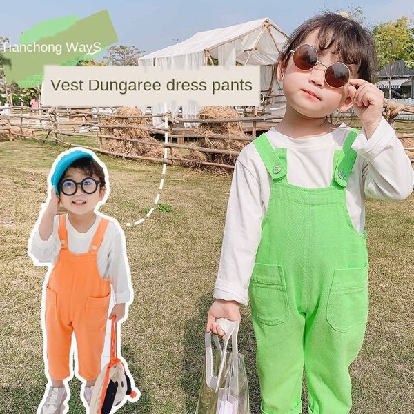 

children's wear 2020 spring new children's suspender baby korean sling casual pants casual pants a091, Blue
