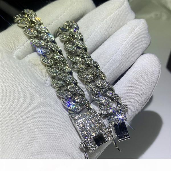 

mens luxury iced out моды браслеты высокого качества золота кубинский link chain miami браслет hip hop ювелирные изделия, Golden;silver