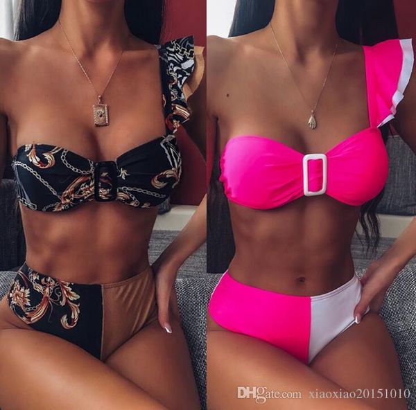 

women fashion pure color push-up padded bra beach bikini one piece swimwear bikinis 2020 new bikini 6114, White;black
