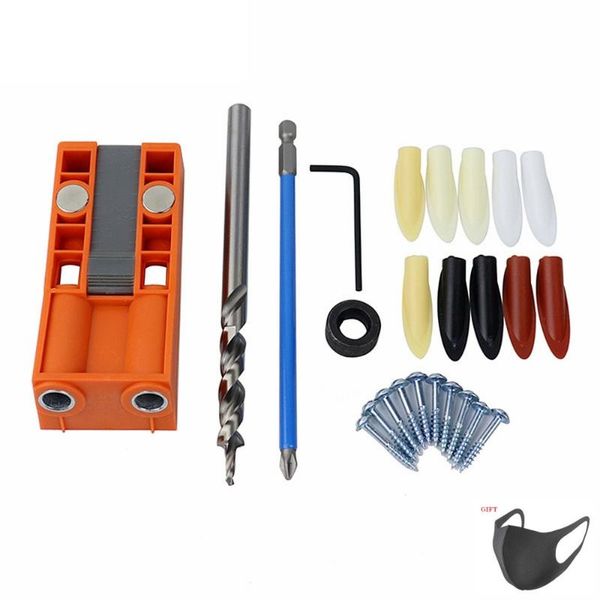 

1 set jig pocket hole wood joinery step drill bit woodworking inclined hole locator wood doweling jig drill kit carpentry tool