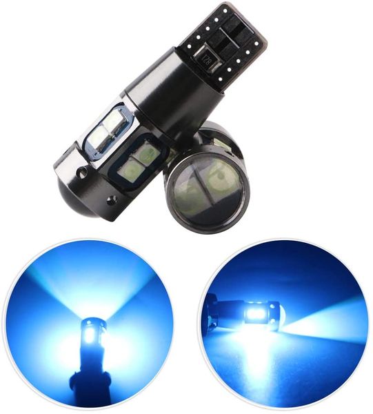 

10pcs car t10 194 led ice blue bulb w5w 192 3030 10smd canbus car license plate lights dome festoon lamp door side map lights super bright