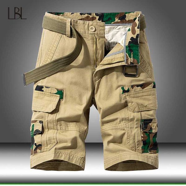 

men's shorts summer cotton cargo men camouflage tactical loose work mens multi-pocket short pants outdoor sportswear, White;black