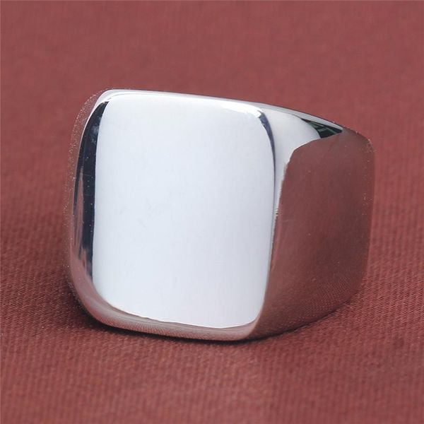 

stainless steel square blank ring motorcycle band ring black gold championship rings men rings hip hop fashion jewelry will and sandy gift, Silver
