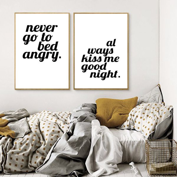 

modern love quote wall art print poster always kiss me good night romantic couple canvas painting for home kids room art decor