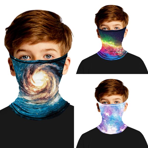 

3d starry sky digital printing parent-child protection ear protective mask multi-functional magic scarf children's scarf, Black