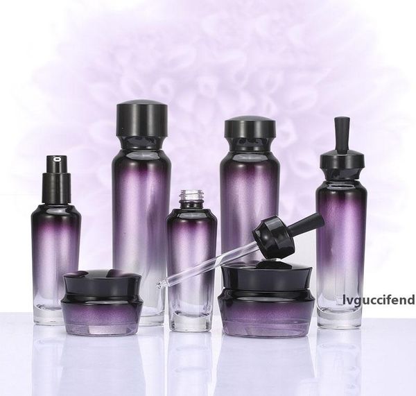 

20pcs 30g 50g glass cream bottle purple pearlescent gradient essence lotion bottle cosmetic packaging set empty 30-100ml