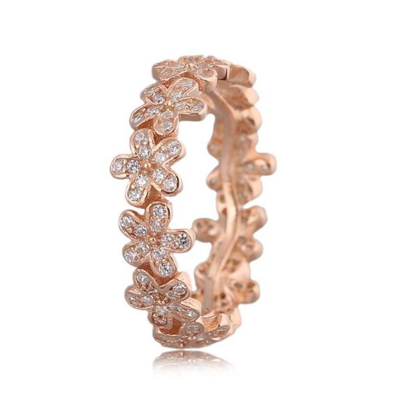 

wedding engagement ring woman rose gold colour dazzling daisy clear cz silver ring for woman birthday gift