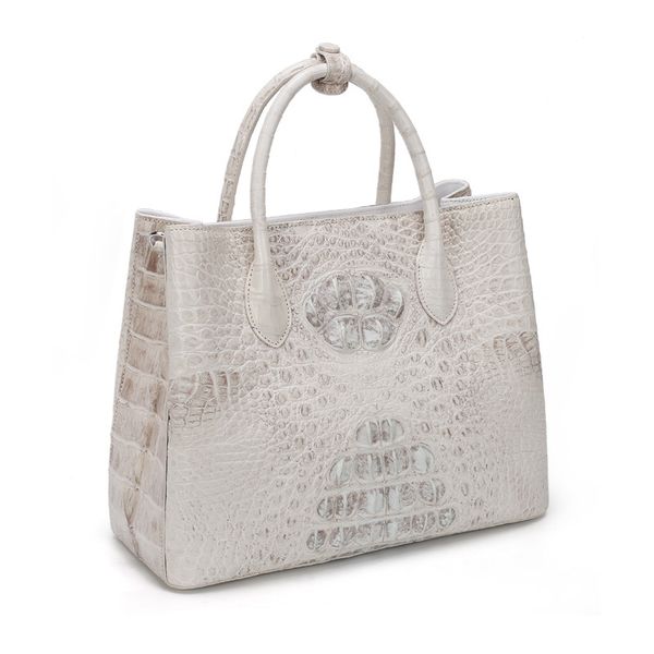 

luxurious2020 crocodile fish siamese skin genuine handbag himalaya white wind women's messenger bag